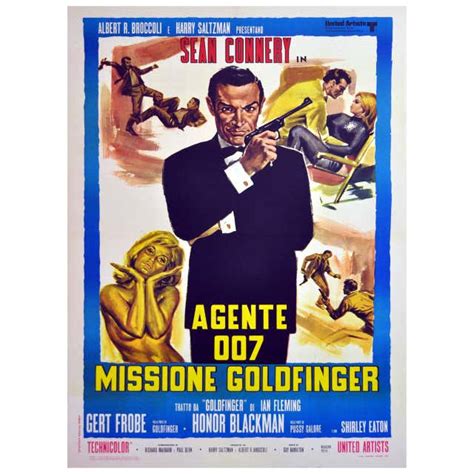 Original Vintage 007 James Bond Movie Poster Goldfinger Starring Sean