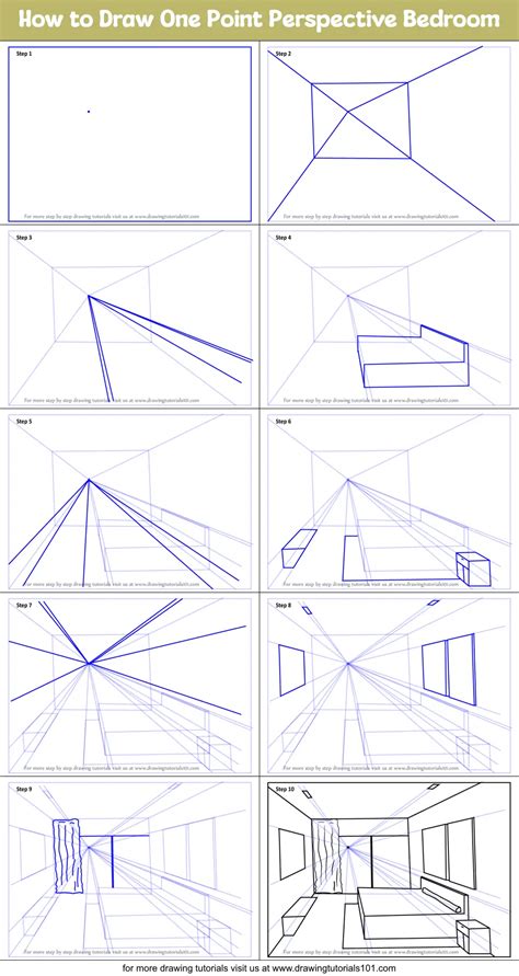 How To Draw One Point Perspective Bedroom One Point Perspective Step