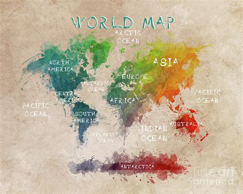 World Map Text Digital Art By Justyna Jaszke Jbjart