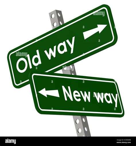 New Way And Old Way Road Sign In Green Color Image With Hi Res Rendered