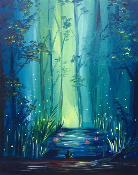 Glowing Forest Canvas Painting Night Painting Landscape Paintings