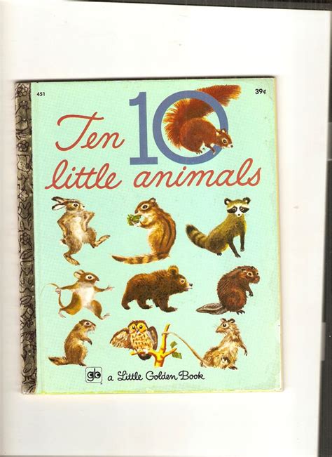 Vintage Little Golden Book The10 Little Animals 2nd Print Cute Book