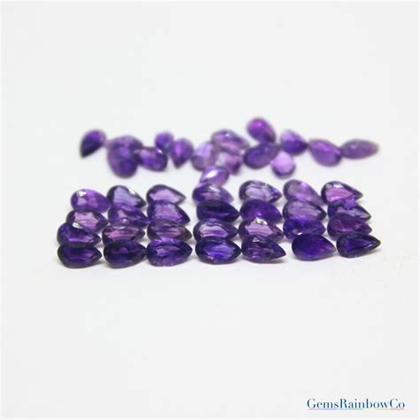 Amethyst Pears Faceted Purple Loose Gemstonegemsrainbowco