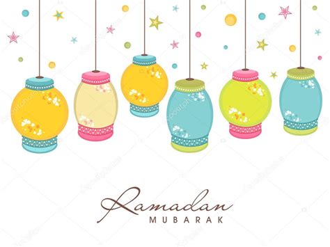 Ramadan Kareem Celebration With Colorful Hanging Lantern Stock
