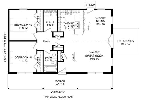 Country Style House Plan 2 Beds 1 Baths 1000 Sqft Plan 932 200