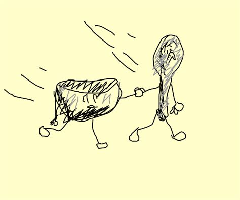 Cat ran away with the spoon. The dish ran away with the spoon - Drawception