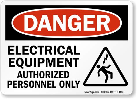 Osha Danger Electrical Equipment Authorized Personnel Sign Sku S