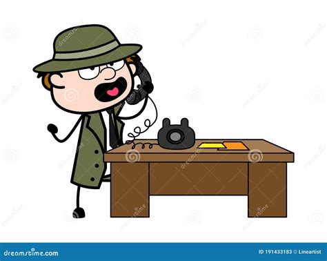 Cartoon Spy Talking On Phone Stock Illustration Illustration Of