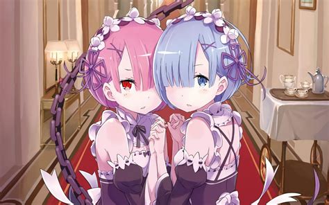 Two Pink Haired And Blue Haired Female Anime Characters Hd