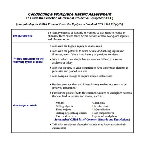 FREE 8 Sample Hazard Assessment Templates In PDF MS Word