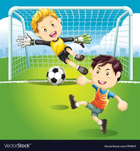 Children Playing Soccer Outdoors Royalty Free Vector Image