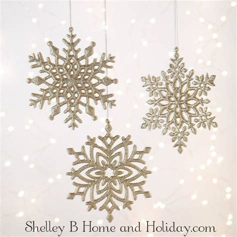 Soft Gold Or Champagne Color Snowflake Christmas Ornaments By Raz