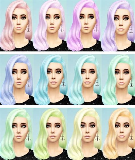 Ohmyglobsims Pastel Hair Recolors Long Wavy Classic Hairstyle • Sims