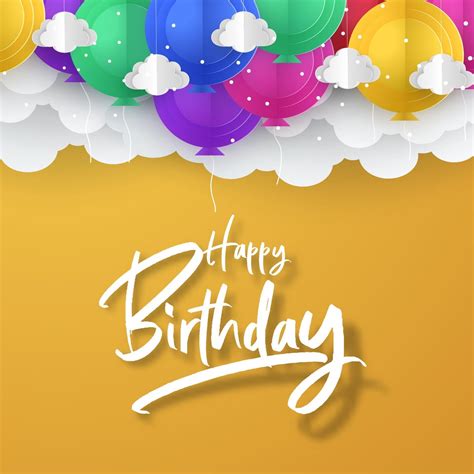 Paper Art Of Balloons And Clouds Happy Birthday Celebration Art And