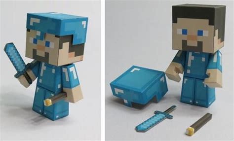 Minecraft Steve With Diamond Armor Paper Toy By Craftman Korea