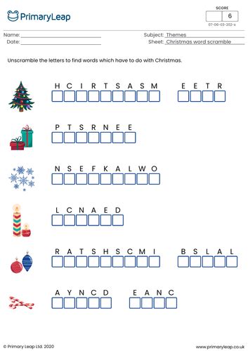 Christmas Word Scramble Teaching Resources