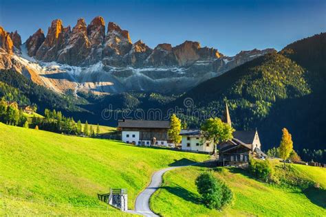 Stunning Summer Landscape With Santa Maddalena Village Dolomites