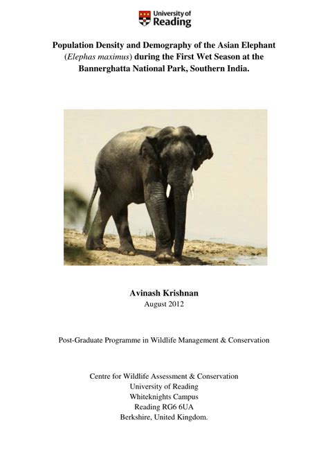 Pdf Population Density And Demography Of The Asian Elephant Elephas