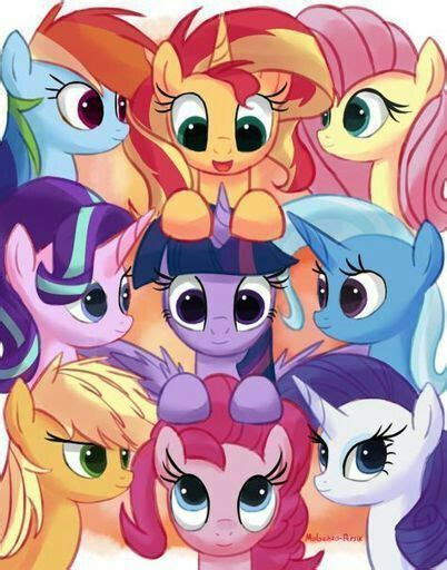 Mane Six With Sunset Shimmer And Starlight Glimmer Mlp Canterlot Amino