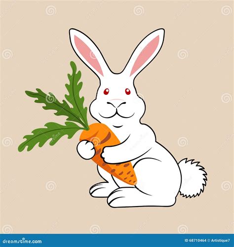 White Rabbit With Carrot Stock Illustration Illustration Of Food