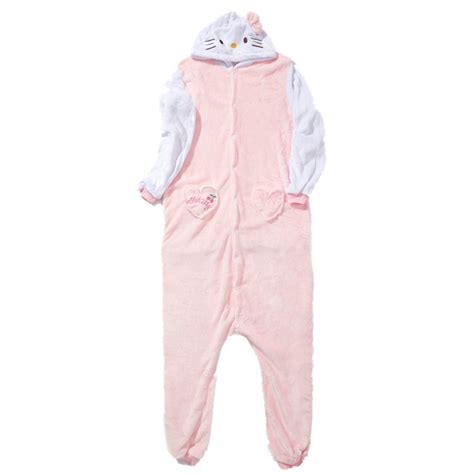 Adult Unisex Kigurumi Animal Onesies Hello Kitty Hoodie Pajamas Costume