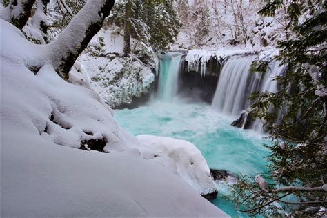 Waterfall In Winter Forest Image Abyss
