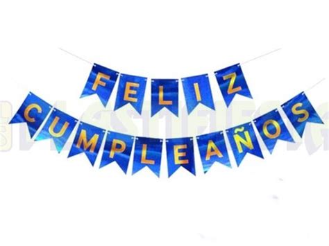 Letrero Diseños Letrero Banderín Feliz Cumpleaños Holográfico Azul Rey 1 Pz