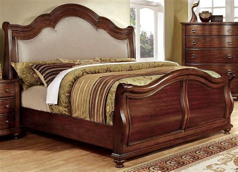 Bellavista Brown Cherry King Sleigh Bed From Furniture Of America Cm H Ek Bed Coleman