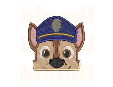Chase Paw Patrol Head Fill Embroidery Design Instant Etsy