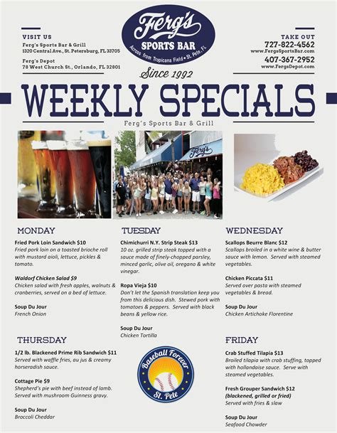Weekly Specials Fergs Sports Bar