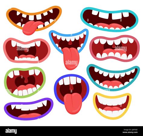 Variations Of The Mouths Of Monsters Funny Mouths With Teeth And