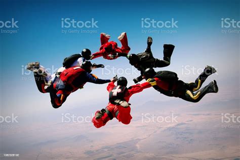 Skydiving Teamwork Formation Stock Photo Download Image Now