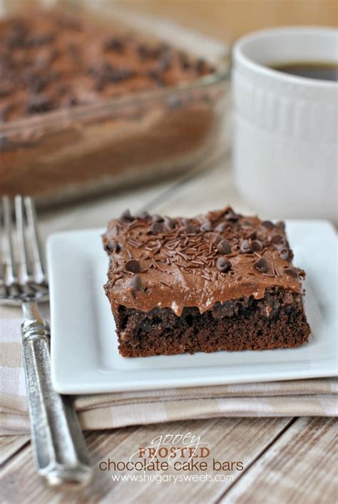 Frosted Gooey Chocolate Cake Bars Shugary Sweets
