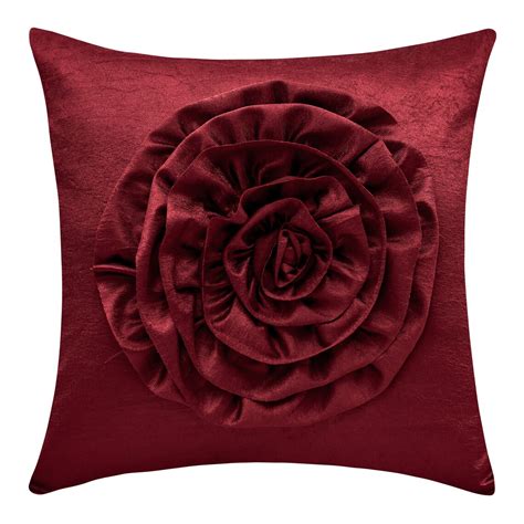 Maroon 3d Rose Flower Throw Pillow Cover Rose Flower Cushion Etsy