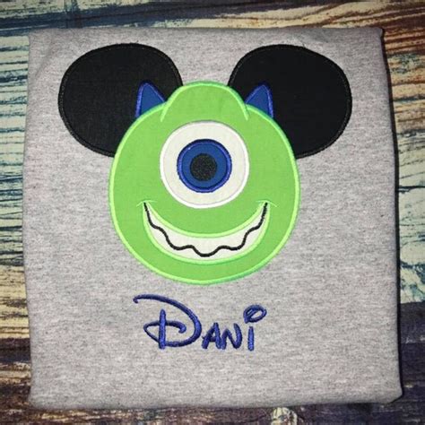 Mike Or Sully Mickey Ears Appliqued Shirt Disney Vacation Etsy