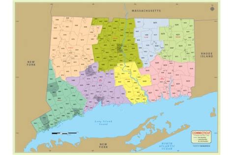 Buy Connecticut Zip Code With Counties Vinyl Map