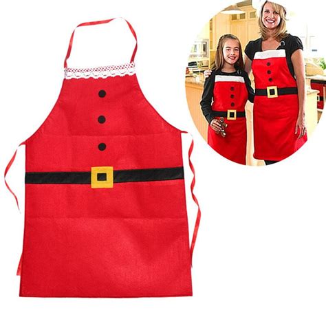 Novelty Christmas Apron Kitchen Non Woven Christmas Cooking Aprons For Woman Santa Claus