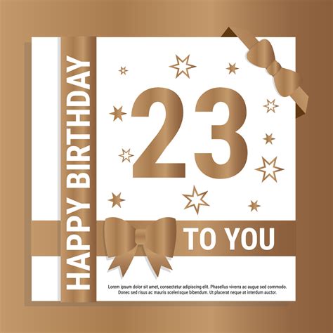 Happy 23th Birthday Gold Numerals And Glittering Gold Ribbons Festive