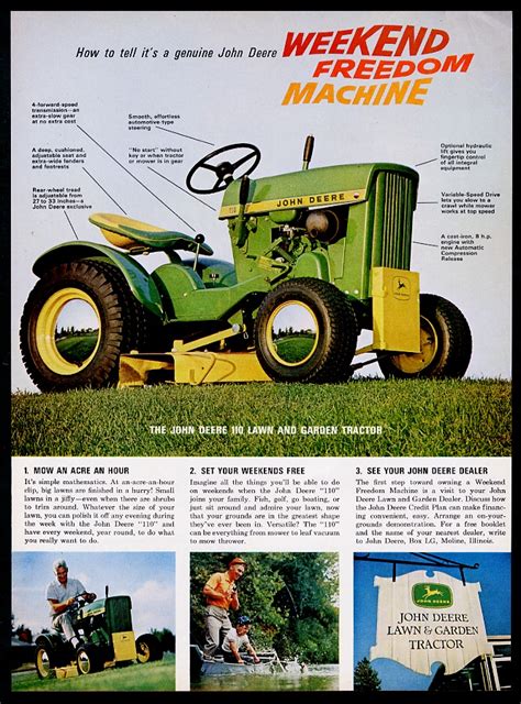 John Deere Tractor Riding Lawn Mower Photo Vintage Print Ad Ebay My