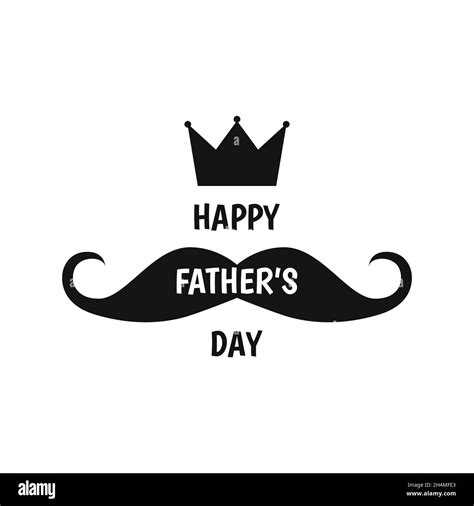 Happy Fathers Day Label Mustache And Crown Flat Style Vector Logo