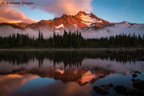 Mount Jefferson Over Scout Lake Jefferson Park Oregon By James Dustin