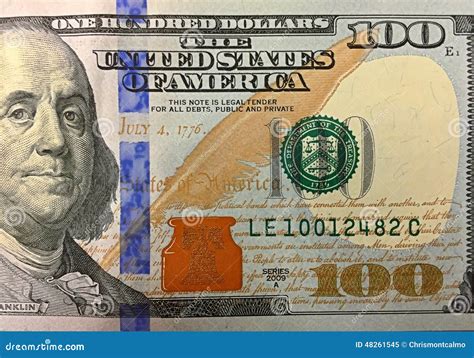 100 Dollar Bill Stock Image Image Of Dollars Closer 48261545