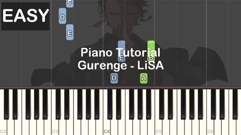 Gurenge Lisa Easy Piano Tutorial How To Play Synthesia Youtube