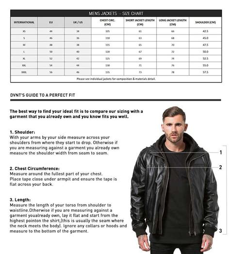 Mens Size Chart For Jackets