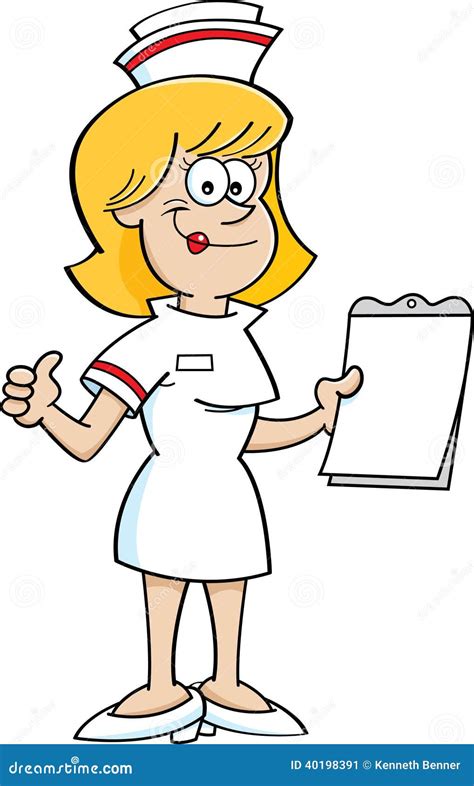 Cartoon Nurse With A Clipboard Stock Vector Illustration Of Uniform