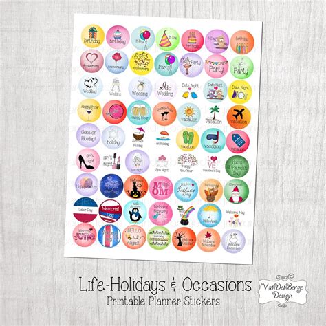 Printable Plannercalendar Stickers Life Holidays And Occasions