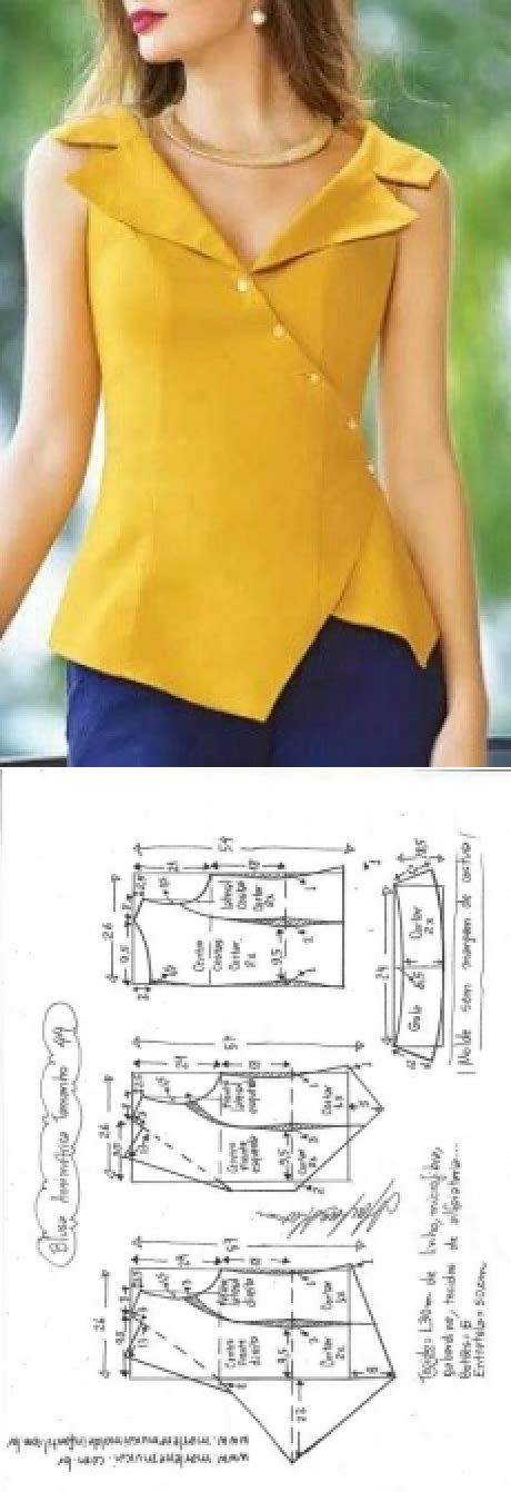 Blusa Assimétrica Com Gola Diy Molde Corte E Costura Marlene Mukai Patrones De Blusa