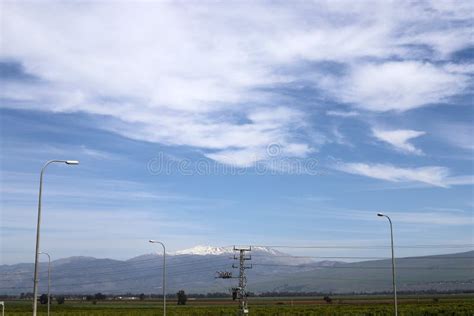 Snow Lies On Mount Hermon A Mountain Range Located On The Border Of