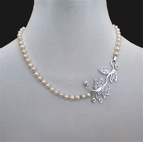 Romantic Contemporary Jewelry Designer Necklace Of Pearls And From