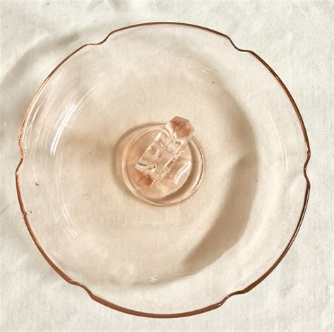 Antique Blush Pink Depression Glass Ashtray With Heart Shaped Handle